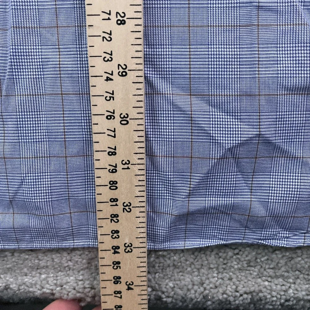 David Donahue Shirt Mens 16.5 34‎ Blue Glen Plaid Cotton Button Up Business